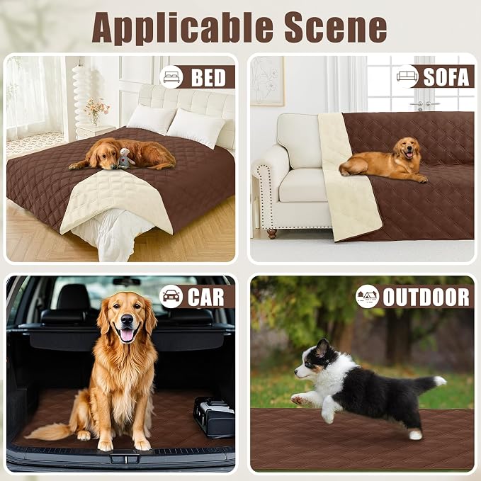 Smiry Waterproof Dog Bed Cover, Reversible Pet Blanket for Sofa Couch | Soft Washable Dog Blanket, Leakproof Couch Cover for Dogs Cats & Furniture Protection, 40x50, Brown/Beige - Image 5