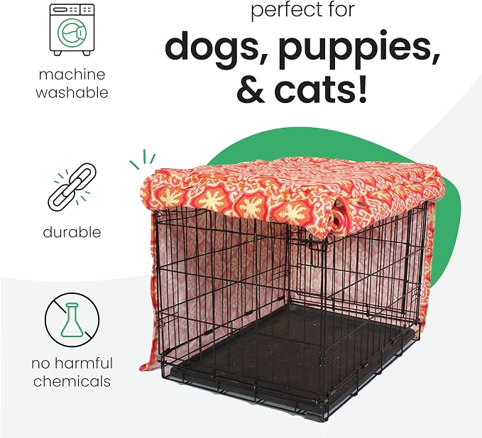 Molly Mutt Papillon Dog Crate Cover, 100% Cotton Canvas Cover with 2 Roll-Up Panels, Ideal for Dog or Cat Crate, Durable, Washable, and Free of Harmful Chemicals, 36" x 24" x 27" - Image 3
