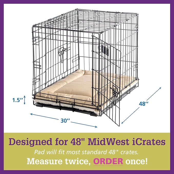 Pet Dreams Dog Crate Pad - Washable Kennel Mat, Crate Pads for Dog Cages, Non-Toxic, Flat Indoor Cat Bed, Fits iCrate 18, 24, 30, 36, 42, 48 Inches (Khaki, XX Large, 48") - Image 8