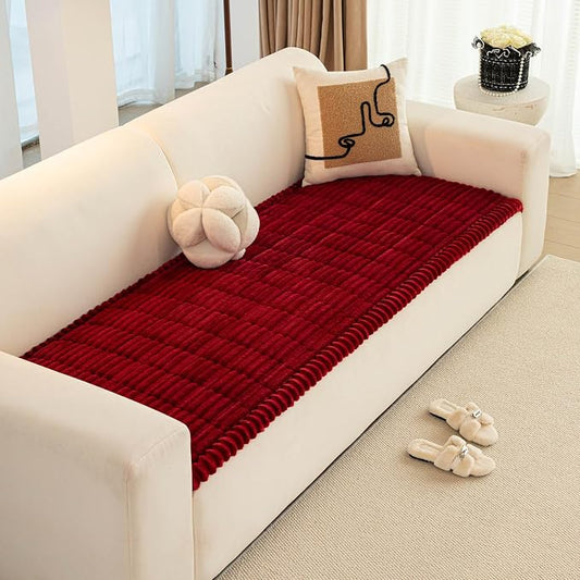 vctops Striped Couch Cover Super Soft Corduroy Sectional Sofa Cover Washable Non Slip Sofa Slipcover Furniture Protector for Kid Dog Pet,1 Piece (Red,35"x47") by vctops