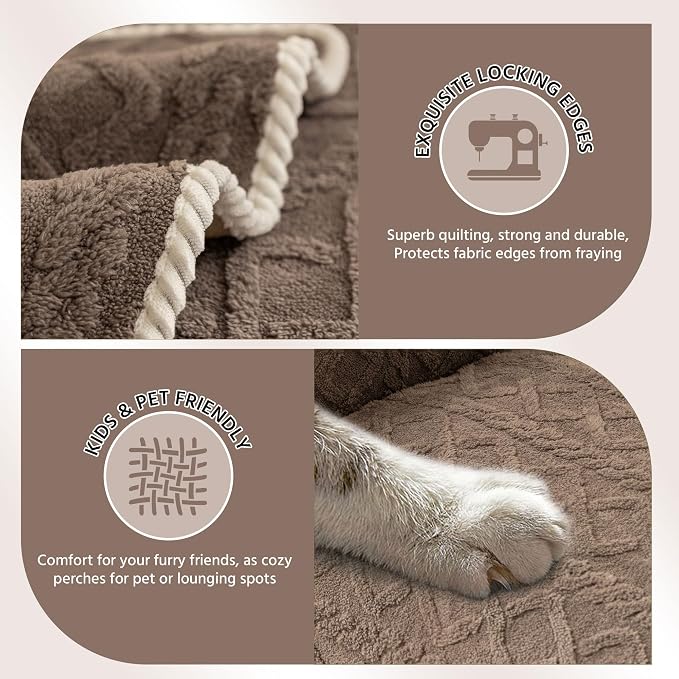 OTOB All Season Couch Cover for Dogs Washable, Anti Slip Soft Plush Geometric Jacquard Love Seat Sofa Slipcovers, Kids Pet Friendly Furniture Protector Couch Covers, 1 Piece (Chocolate, 27.6"x59.1") - Image 4