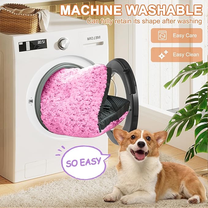POCBLUE Extra Large Dog Bed, Washable XXL Plush Pet Mat for Crate/Cages, Non-Slip Pet Bed for Outdoor/Indoor/Car Use, Comfy & Soft Kennel Pad for Dogs Up to 110 lbs, 47"x29", Pink - Image 5