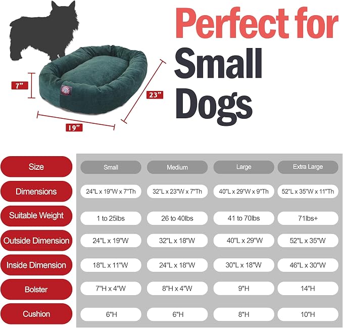 Majestic Pet 24 Inch Micro Velvet Calming Dog Bed Washable – Cozy Soft Round Dog Bed with Spine for Head Support - Fluffy Donut Puppy Mat 24x19x7 (inch) Small – Marine (2025) - Image 3