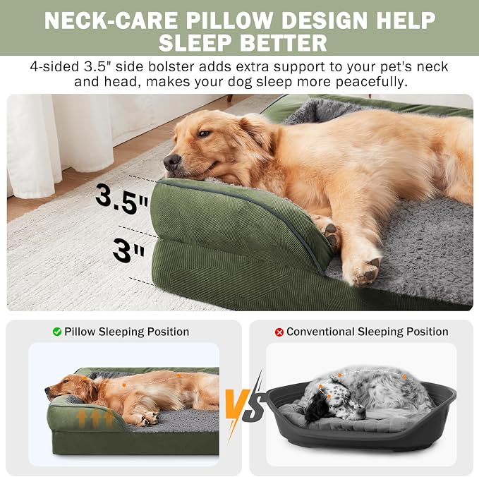 INVENHO Orthopedic Dog Bed for Large Dogs, Washable Waterproof, Egg-Crate Foam Dog Couch Bed with Washable Removable Cover, Waterproof Lining and Nonskid Bottom - Image 5