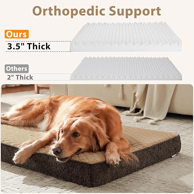 JOEJOY Orthopedic Medium Dog Bed, Washable Dog Crate Bed Medium Sized with Removable Cover, Egg Memory Foam Pet Beds, Brown, 29"x18" - Image 5