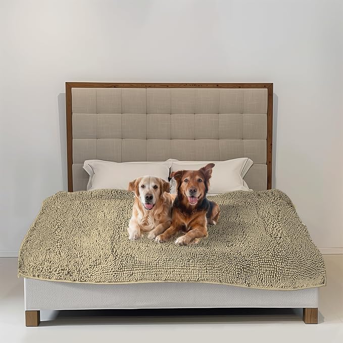 Muddy Mat® Dog Blanket - Chenille Water Absorption Blanket for Bed & Couch Cover for Dogs Washable, Anti-Slip Soft and Durable Furniture Protector for Dogs - Beige 48"x56" - Image 8