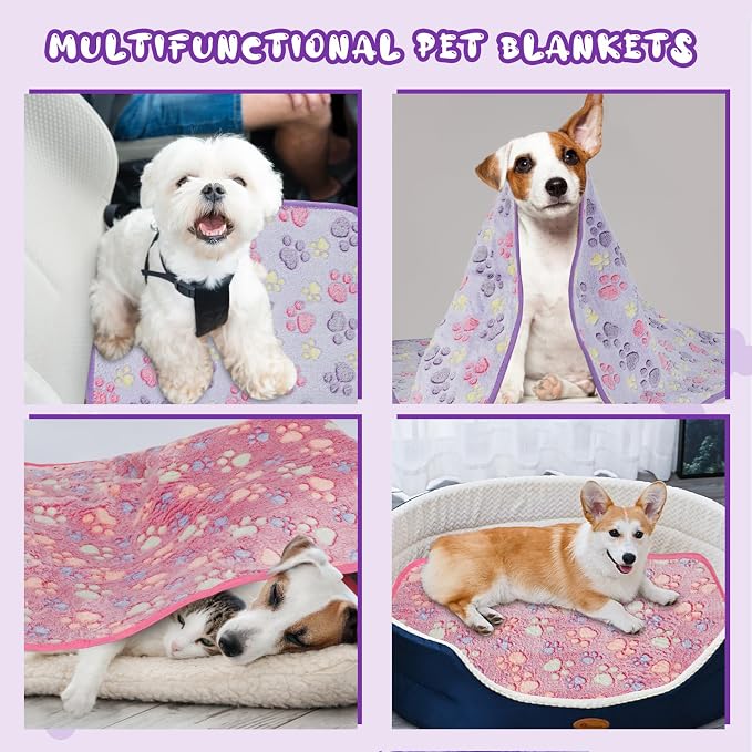 YUEPET 2 Pack Waterproof Dog Blankets, Puppy Blanket for Small-Medium Dogs | Machine Washable, Waterproof Inner Layer, Sofa Bed Cover, Reversible Fleece, 30x20", Small Dogs & Cats, Purple Pink - Image 6