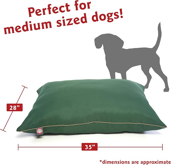 Majestic Pet Rectangle Medium Dog Bed Washable – Non Slip Comfy Pet Bed – Super Value Crate Pet Pillow – Puppy Kennel for Sleeping - Medium Breed 35 x 28 Inch – Solid Green - Image 2
