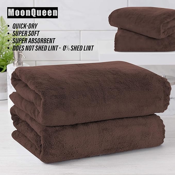 MOONQUEEN 6 Pack Premium Bath Towel Set - Quick Drying - Microfiber Coral Velvet Highly Absorbent Towels - Multipurpose Use as Bath Fitness, Bathroom, Shower, Sports, Yoga Towel (Wood Brown) - Image 6