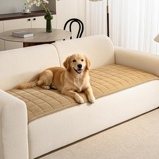Couch Covers for Dogs Washable, 27.6"x70.9" Non Slip Couch Covers for Loveseat Sofa Pet Friendly, Soft Fuzzy Sofa Covers for Pet, Dog Couch Cover Furniture Protector(1PC,Light Brown) by PJLZJFBY