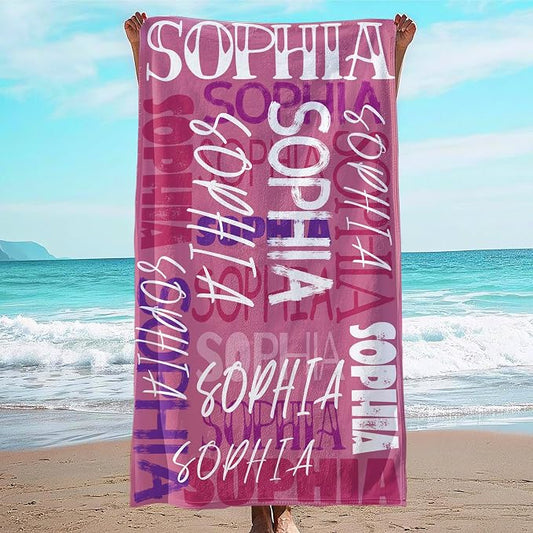 JML Personalized Beach Towel with Name, Custom Beach Towel with Name, Customized Microfiber Pool Towel, Quick Dry & Absorbent Swim Towel for Adult,Anniversary, Birthday, Summer Holiday,Vacation by JML