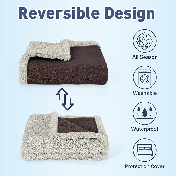 Catalonia Waterproof Blanket for Bed, Reversible Leakproof Throw | 80 x90 Inch, Brown, Washable Protector Cover for Couch and Sofa, Stain Proof Blanket for Pets, Kids and Everyday Spills - Image 3