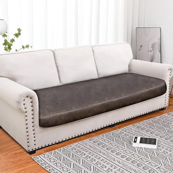molasofa Leather Like Couch Cushion Covers Sofa Slipcovers Sets Couches Furniture Protector Covers for Sectional Armchair Loveseat Stretch Spandex Fabric, Machine Washable (1 Cushion Sofa, Brown) - Image 5