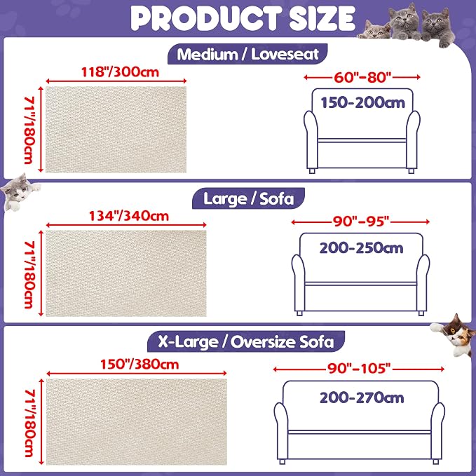 Loiion Cat Scratch Proof Furniture Protector Waterproof Sofa Cover 134"x71" | Pet-Friendly Couch Protector, Anti-Scratch & Anti-Slip Sofa Cover For Cats Dogs Kids, Machine Washable - Image 6