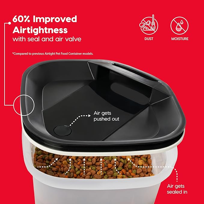 IRIS USA Pet Food Storage Container 25 lbs, Premium 60% Improved Airtight Seal with Air Valve, 2 Cup Scoop, Removable Wheels, Easy to Open - Made in the USA, Black - Image 6