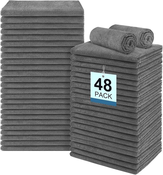 UNIMADE 48 Pack Gym Towels Set - Highly Absorbent and Quick Drying Microfiber Salon Towels, Premium Hand Cloths for Bathroom, Gym, Shower, Hotel, and Spa - 16x27 inch (Grey) | Highly Absorbent and Quick Drying Premium Hand Cloths for Bathroom, Gym, Sho... by Unimade