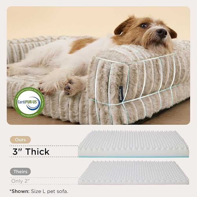 Bedsure ComfyFleece™ Orthopedic Dog Bed for Medium Dogs, Waterproof Memory Foam Medium Pet Beds with Sides, Non-Slip Bottom and Egg-Crate Foam Dog Couch Sofa with Washable Corduroy Cover, Amphora - Image 3