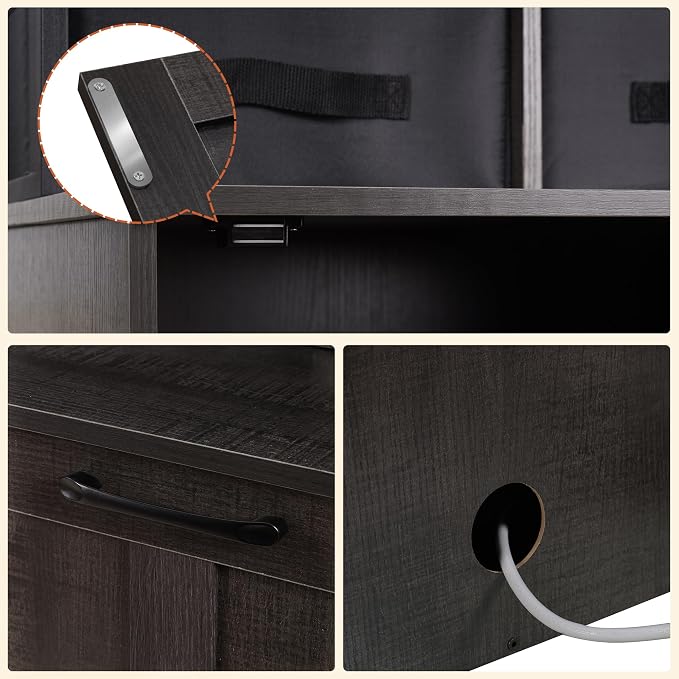 Dwanton Litter Box Enclosure with 3 Storage Shelves and 2 Drawers, 2-in-1 Hidden Cat Litter Box Enclosure Furniture with Shelf, Reversible Entrance, Washable Drawers, 61.8-Inch, Dark Grey - Image 7