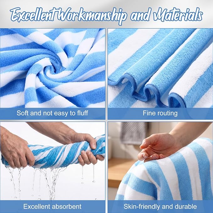 SmoothNovelty 12 Pack Microfiber Bath Towels Bulk 30'' x 70'' Oversized Beach Towel Extra Large Big Shower Body Sheet Highly Absorbent Soft Drying for Pool Bathroom Salon Hotel Party(Sky Blue) - Image 3