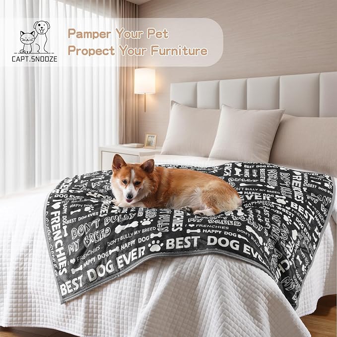 Waterproof Dog Blankets Pet Blanket 60"x80", Soft Fluffy Sofa Car Bed Protector, Reversible Sherpa Fleece Dog Blanket for Large Dogs(Letters) - Image 6