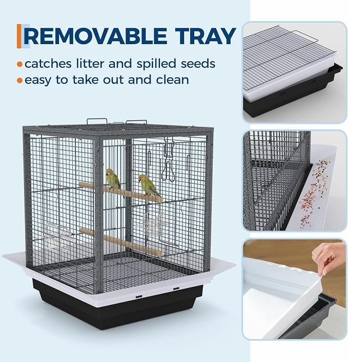 Garvee Small Bird Cage with Playground Stand, 20 Inch High Travel Bird Cage for Parrot, Parrot Carrier for Parakeet, Cockatiels, Budgies Medium Small Sized Birds - Image 4