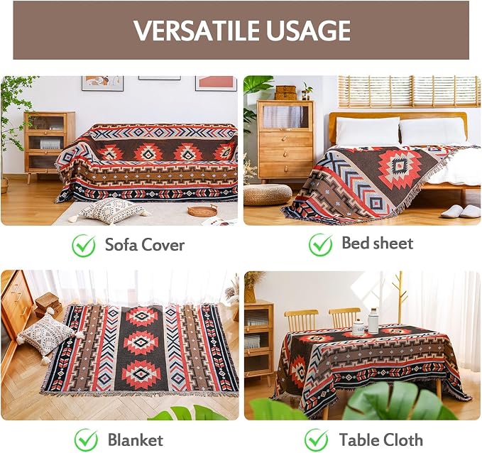 Homcosan Sofa Slipcovers Towel Cover Cotton Knit Geometrical Couch Cover for 3 Seat Cushion Couch Furniture Pet Protector Stylish Throws for Sectional Couch - Image 4