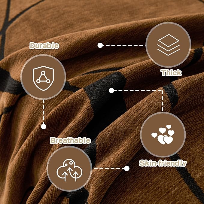 MEETSKY Couch Cover Washable for Dogs, Chenille Loveseat Sofa Covers Pet Friendly Marble Patterned Couch Covers Thick Dark Brown Soft Slipcover, 71" x 118" - Image 5
