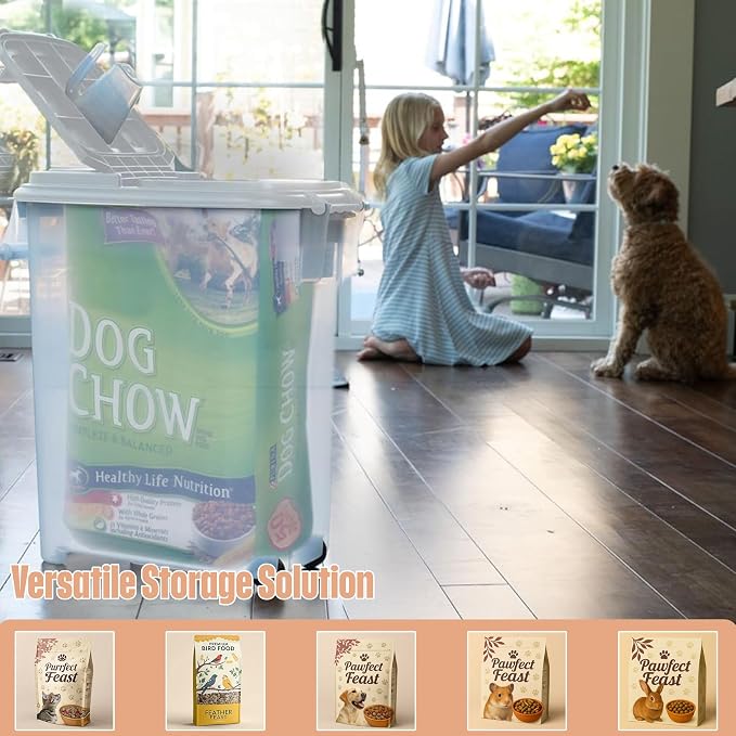 Buddeez Airtight Pet Food Storage Container - 50 QT Capacity Dog Food Storage Container - Cat Food Container, Bird Seed Storage Container, Rolling Storage Bin, Air Tight with White Lid - Image 3
