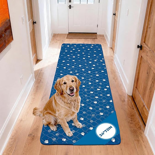 Fostanfly Non Slip Washable Dog Pee Pads, 24"x72" (2x6ft)-1 Pack, Blue | Reusable Puppy Pee Pads with Great Urine Absorption, Dog Mats for Whelping, Potty, Runner Rug for Hallway, Entryway, Bedroom by HOME