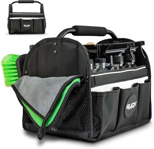Slick Products Mobile Detailing Storage Caddy – Car Wash Organizer Tote for Detailing Supplies, Tools & Cleaning Products – Heavy-Duty Portable Storage with Carry Handle by SlickProducts