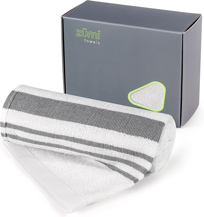 Zumi MINI 100% Cotton Camping Travel Towel - Small, Ultralight, Fast Drying, Highly Absorbent, Soft and Gentle on The Skin, Safe for The Planet (28" x 13" White) by Zumi+Towels