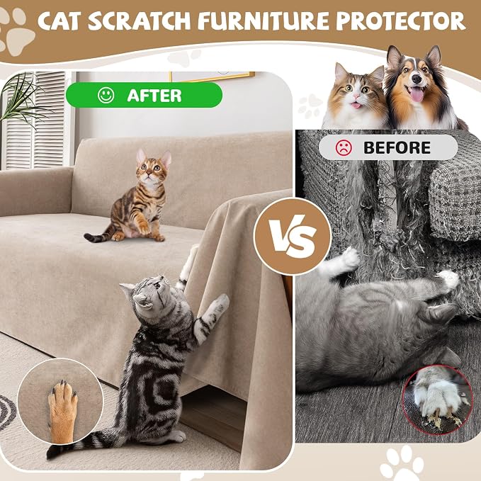 Waterproof Non-Slip Couch Cover for Pets & Dogs, Khaki 71" x 150" | Pet Sofa Cover, Washable, Pet Friendly, Anti Cat Scratch, Furniture Protector, for 3 Cushion Couch Sectional L Shaped Sofa - Image 6