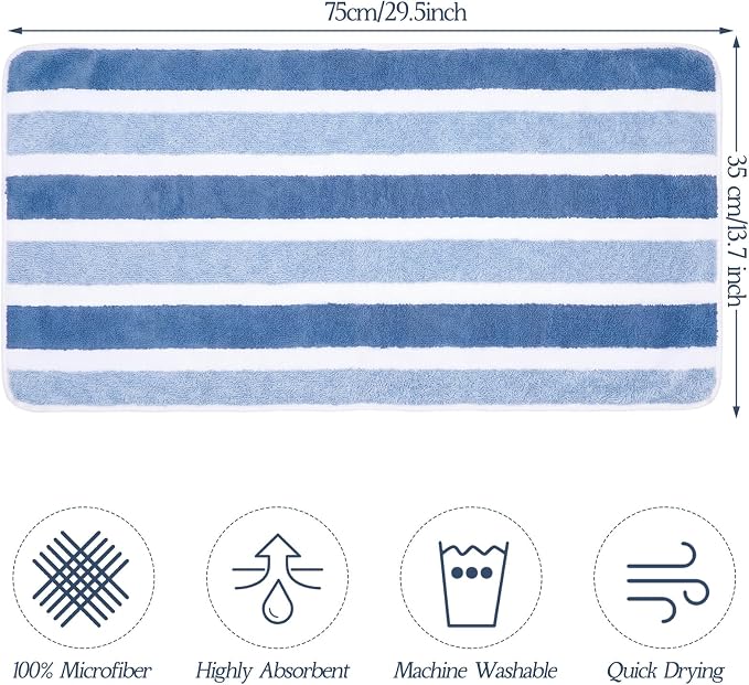 Shimeyao 40 Pack Bleach Proof Towels Microfiber Absorbent Resistant Hair Hand Towels Bulk Quick Dry for Barber Gym Spa Shaving (Blue Stripe,14 x 29 Inch) - Image 2