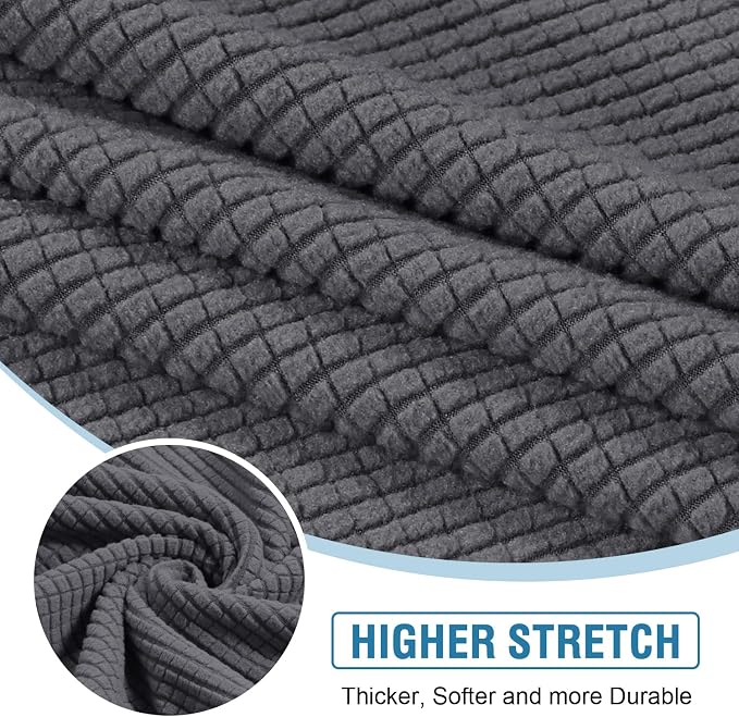H.VERSAILTEX Sectional Couch Covers 3 Pieces Sofa Seat Cushion Covers L Shape Separate Cushion Couch Chaise Cover for Both Left/Right Sectional Couch (Seat Only: 1 Chaise + 2 Sofa, Grey) - Image 4