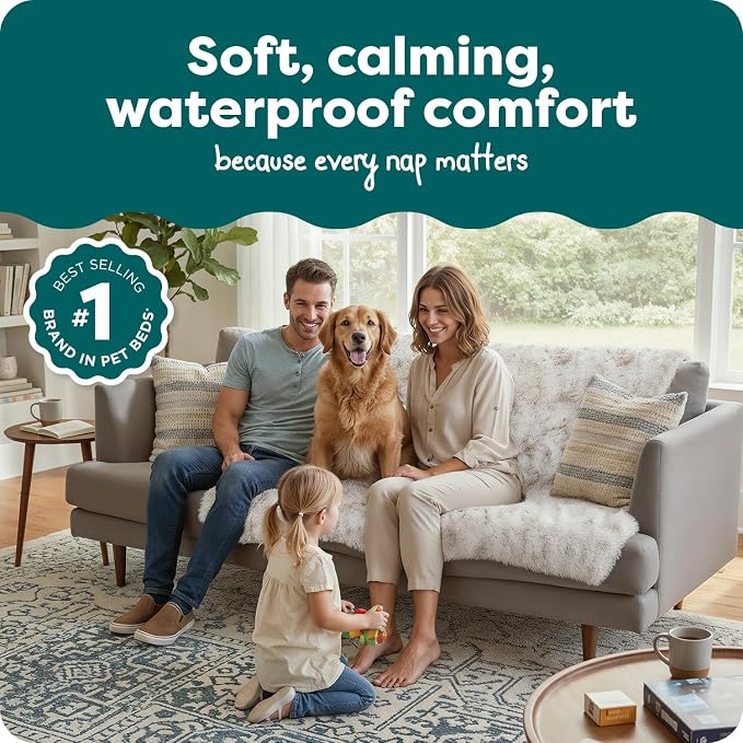 Furhaven Waterproof Throw Blanket for Dogs & Indoor Cats, Reversible Protective Pet Blanket, Extra Large, Long Faux Fur & Velvet, Driftwood - Image 2