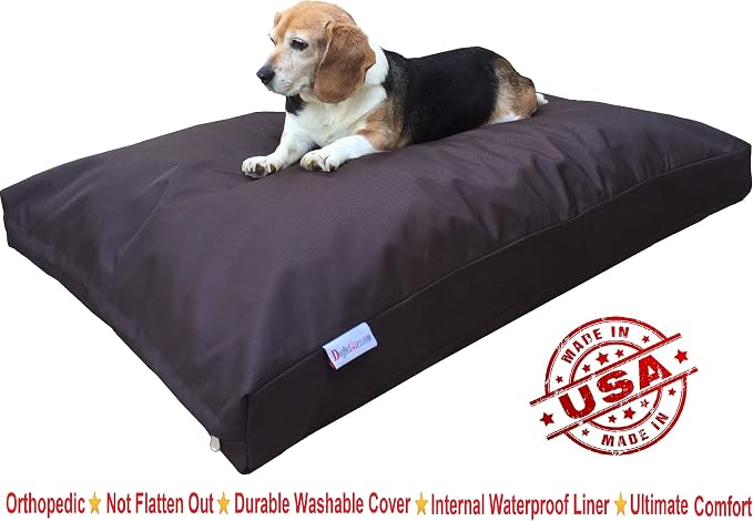 Dogbed4less Memory Foam Dog Bed for Medium to Large Dogs with Orthopedic Comfort, Waterproof Liner and Heavy Duty Nylon Cover 47X29 Pillow, Seal Brown - Image 2