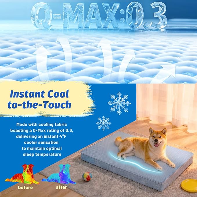 WATANIYA PET XL Cooling Dog Beds for Large Dogs, 41-Inch Dog Crate Bed | Gel Memory Foam for Joint Relief, Waterproof Liner, Plush Removable Cover, for Pets Up to 90 lbs - Image 2