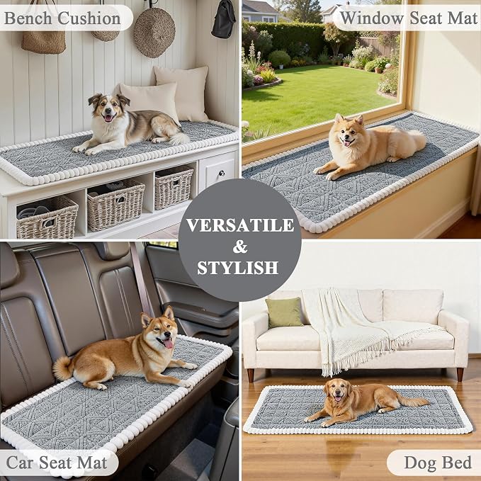 Vaukki Grey Pet Couch Cover for Dog, 27.6''x70.9'' Sofa Cover Protector | Washable Soft Non Slip Sofa Slipcover for 3 Cushion Couch, Fuzzy Sofa Pad Pet Friendly Dog Bed Mat for Couches - Image 4
