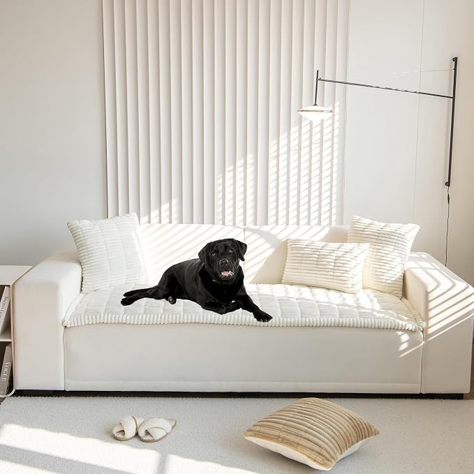 Mivnue Pet Couch Cover, Couch Covers for Dogs, Washable Dog Sofa Covers Couch Protector, Fuzzy Non Slip Couch Slipcover Pet Friendly (White, 27.6" x 70.9") - Image 2