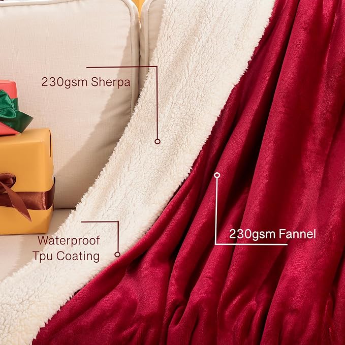 Waterproof Twin Size Blankets for Bed 60'' x 80'', Stain Proof Bed or Couch Cover, Water Resistant Mattress or Furniture Protector Large Size for Twin, Queen, King Beds(Red) - Image 4