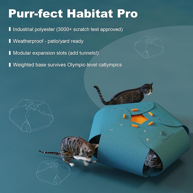 Cat Tunnel, Cat Cave for Indoor Cats Bed,Scratch Resistant Cat Toys for Medium Large Cats Hide and Seek Toy (Peacock Blue) - Image 8