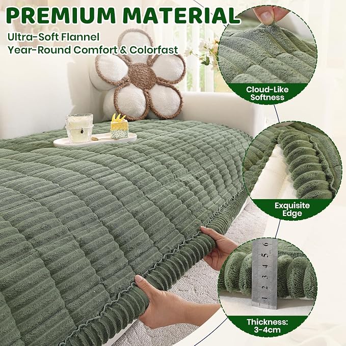 Royhom Couch Cover for Dogs Washable，Non Slip Sofa Protector for Pets | Durable & Easy Care, Soft Furniture Cover for Leather & Fabric Couches Against Claws, Spills & Fur, 27.6x27.6 Inch, Green - Image 4