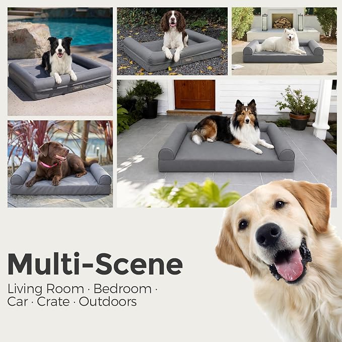 Sytopia Waterproof Outdoor Dog Bed for Large Dogs, Orthopedic Egg Crate Foam Pet Bed with Removable Washable Cover, Indoor Outdoor Dog Bed for Patio, Crate, Camping, Travel & Home - Image 6