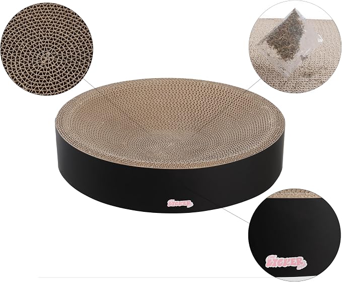 CSR1010H Nelson 20.13" Modern Cardboard Round Bowl Cat Scratcher with Catnip, Ink - Image 5