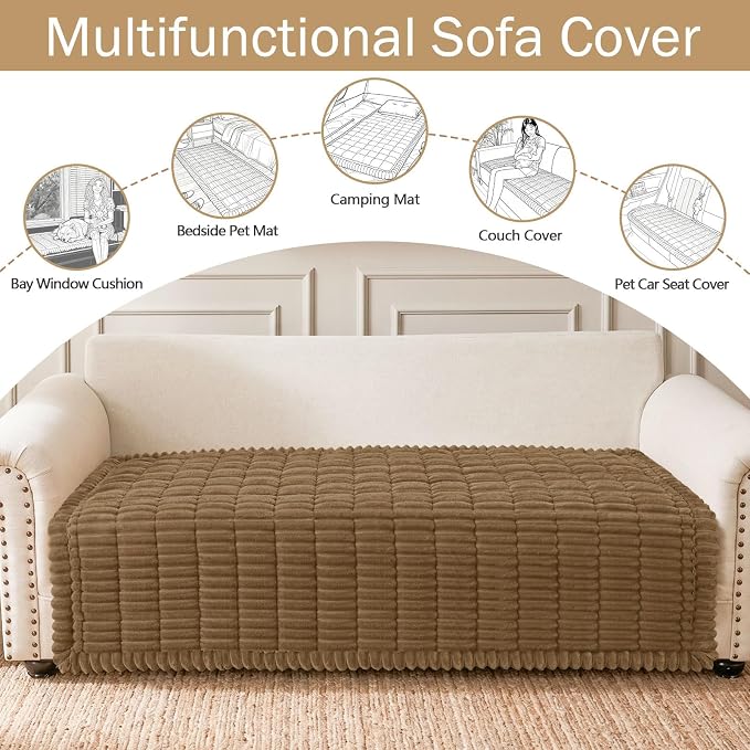 hyha Couch Cover for Dogs, Washable Non Slip Plush Flannel Sofa Protector | Thick Flannel, Silicone Anti-Slip Backing, Pet Hair & Scratch Protection, Fits Sofa & Loveseat (43" x 63") - Image 3