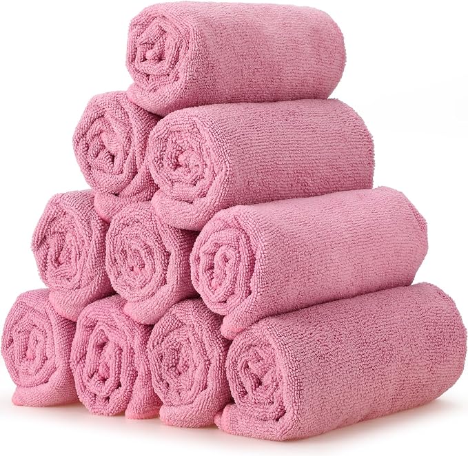 Shimeyao 40 Pack Bleach Proof Towels Microfiber Absorbent Resistant Hair Hand Towels Bulk Quick Dry for Barber Gym Bath Spa Shaving (Pink,16 x 29 Inch) - Image 4