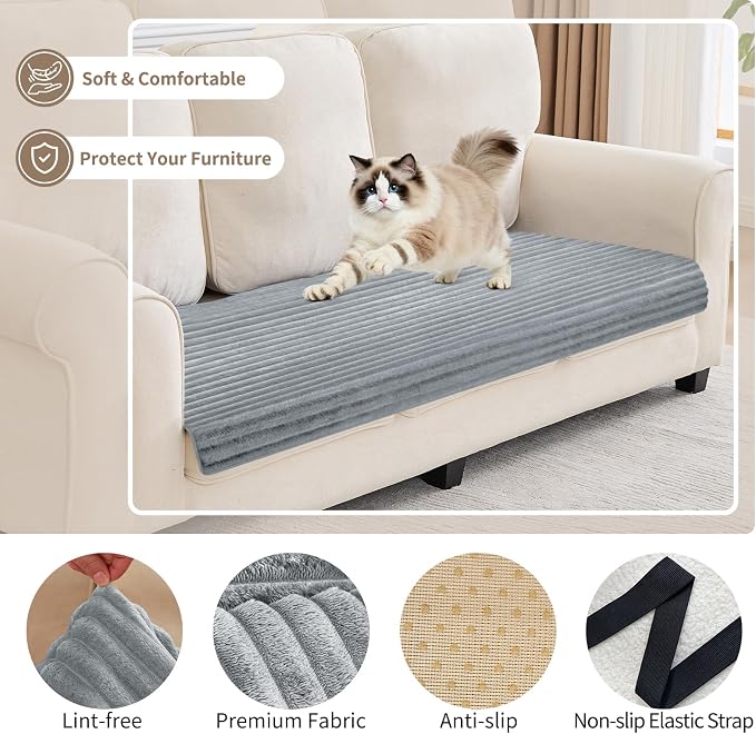 100% Waterproof Couch Covers for Dogs, 35"×70.9" Washable Couch Cover, Non Slip Sectional Couch Covers for 3 Cushion Sofa Cover Pet Friendly, Cat and Dog Couch Bed Cover-Light Grey - Image 4
