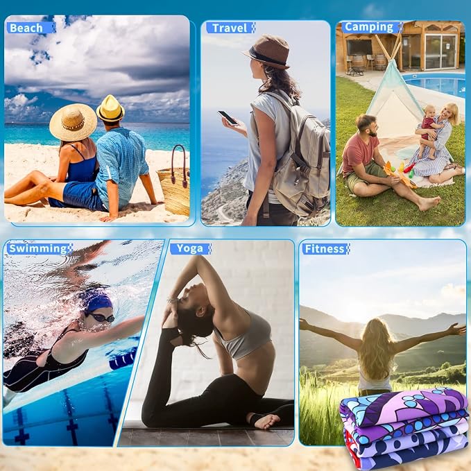 2 Pack Microfiber Oversized Lightweight Beach Towel 71"x32" XL Extra Large Thin Sand Free Towels Travel Swim Pool Yoga Gym Camping for Adults Women Men Beach Essentials Accessories Vacation Gift - Image 7