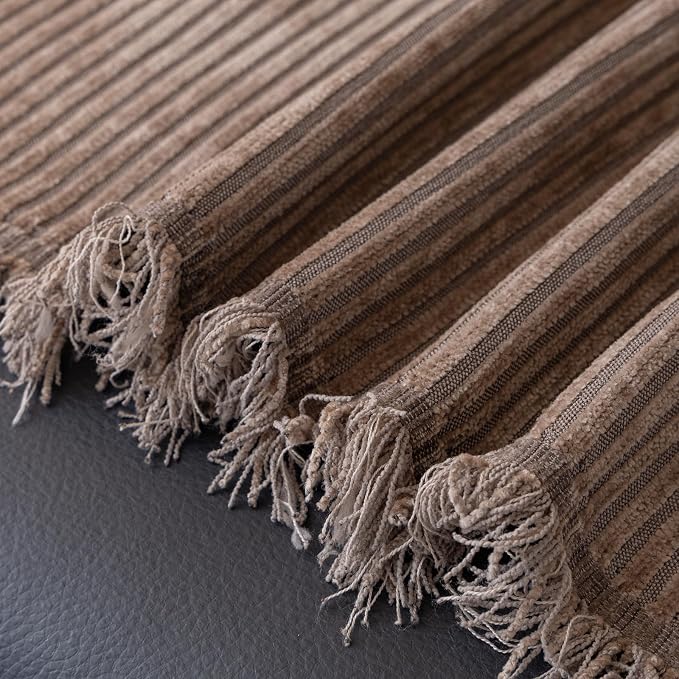 DREAMINGO Modern Minimalist Sofa Covers Washable Pet Furniture Protector Couch Cover for Dogs Cozy Chenille Couch Cover Blanket Stripe Textured Sectional Couch Slipcovers (XX-Large, Coffee) - Image 7