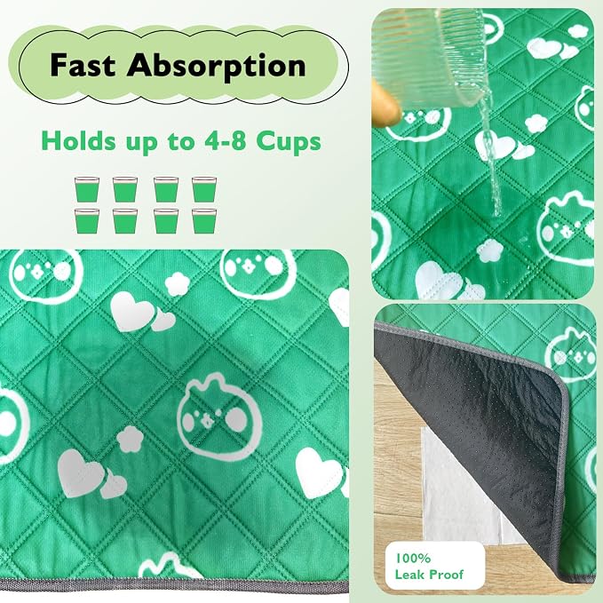2 Pack Guinea Pig Bedding - Washable Guinea Pig Liners for C&C 2x4 Cage, Waterproof Reusable & Anti Slip Pee Pads Super Absorbent Mats for Small Animal Rabbit Hamster Rat (Green, 57 x 28 Inch) - Image 6